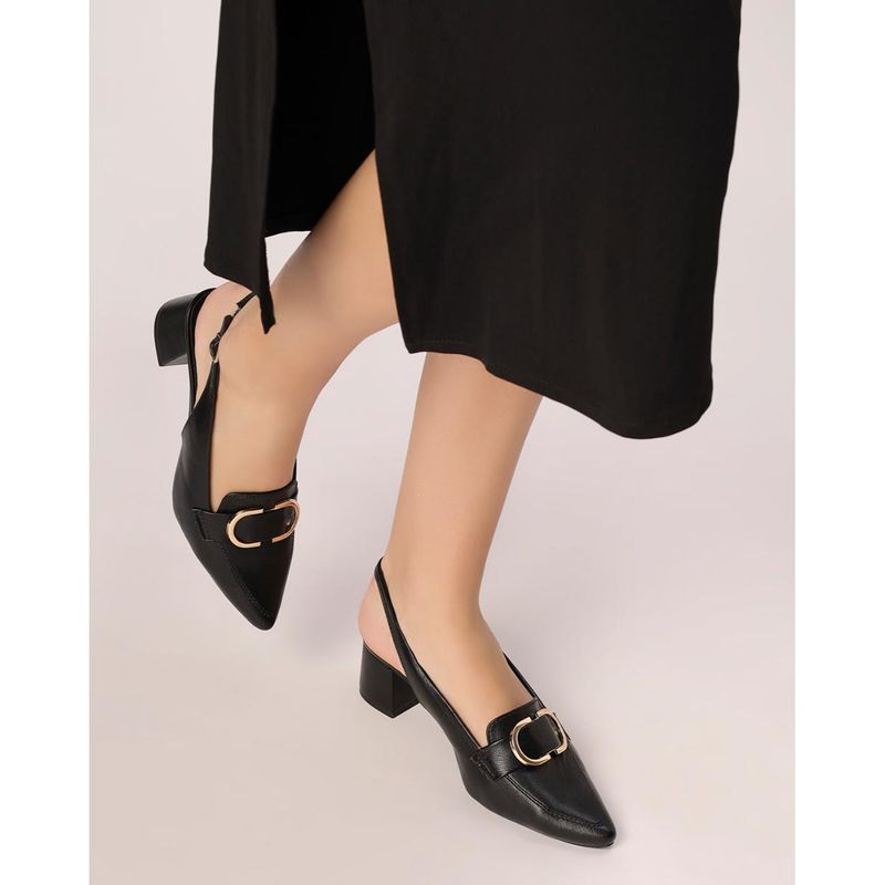 T.ELEVEN Women Slip On Pumps Shoes-Black (EURO 36)