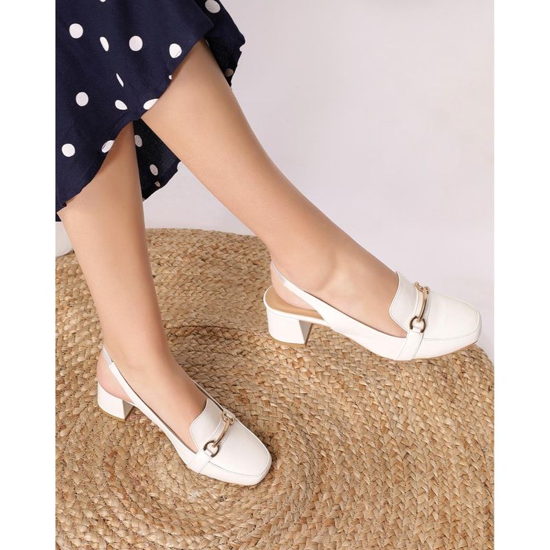 T.ELEVEN White Party Wear Womens Block Heels-White (EURO 37)