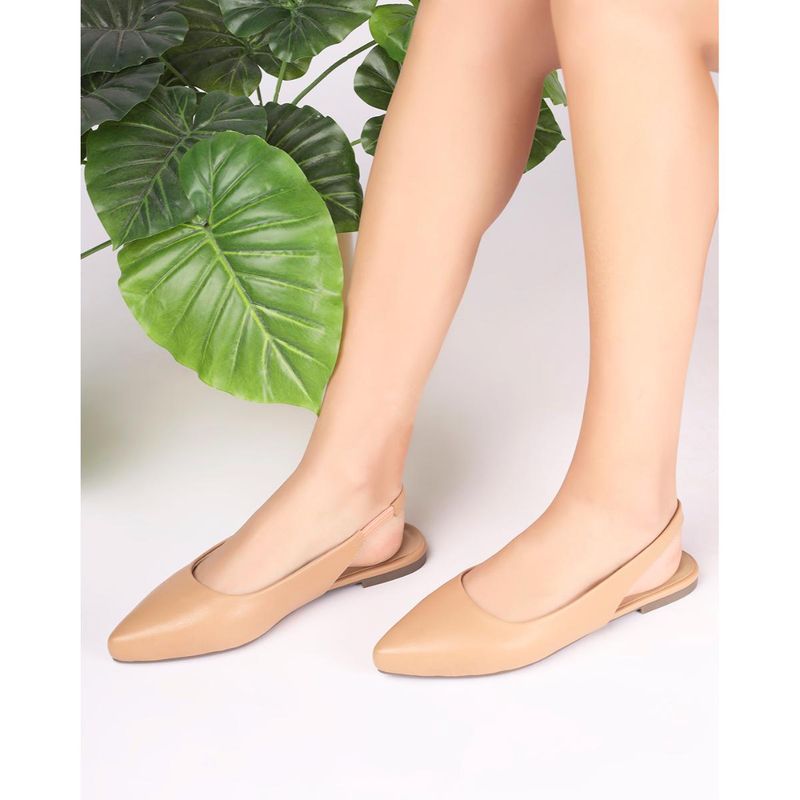 T.ELEVEN Women Pointed-Toe Slip-On Mules-Beige (EURO 37)