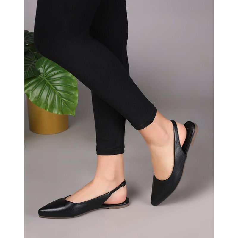 T.ELEVEN Women Pointed-Toe Slip-On Mules-Black (EURO 37)