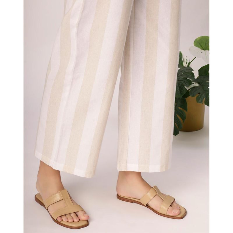 T.ELEVEN Solid Womens Open Toe Flats-Beige (EURO 36)