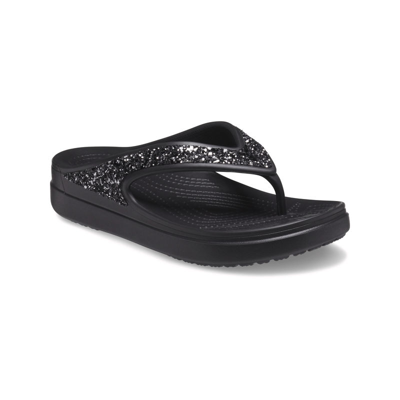 Crocs Women Casual Sloane Glitter Flipflops Black (US 8)