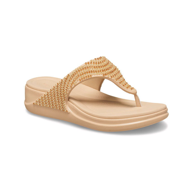 Crocs Women Boca Bling Flip Wedge Nude (US 5)