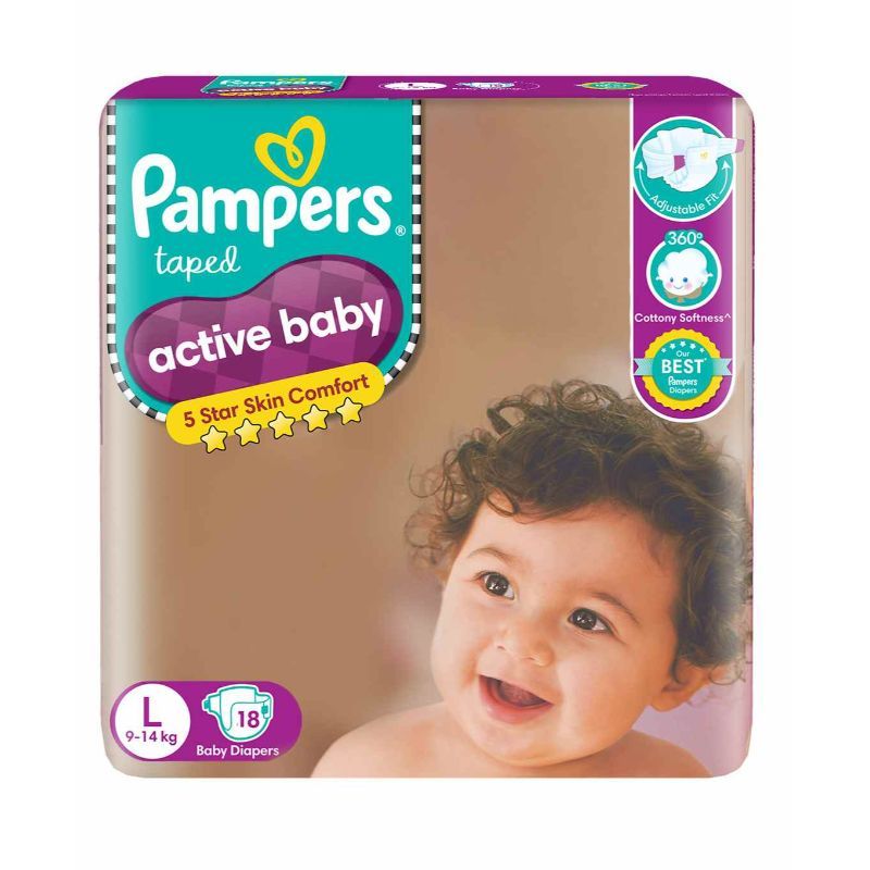 Pampers Active Baby Diapers Large - 18 Pack