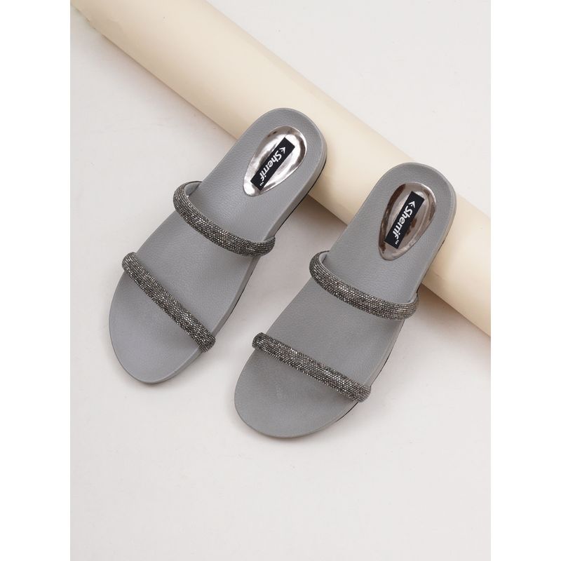 Sherrif Shoes Women's Grey Color Flip-Flops (EURO 36)