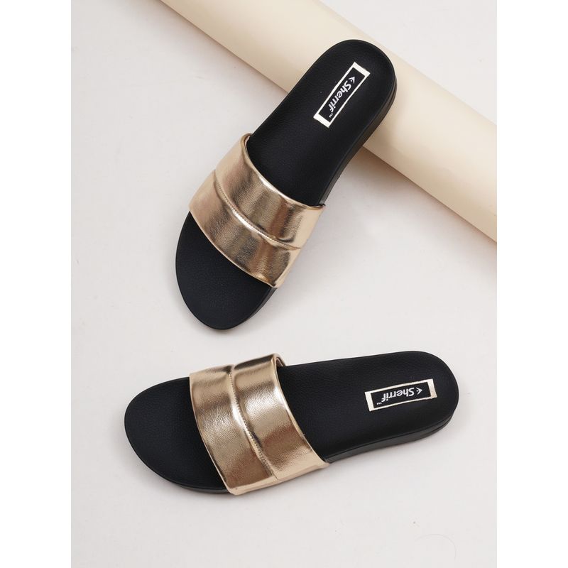 Sherrif Shoes Women's Gold Color Flip-Flops (EURO 36)