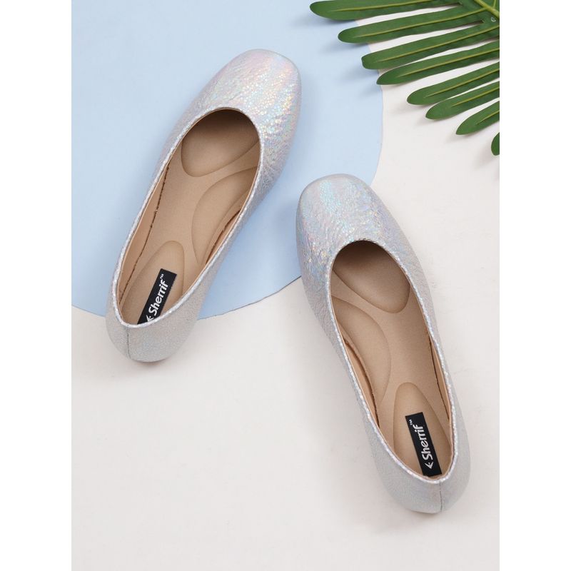 Sherrif Shoes Women's Silver Color Ballerinas (EURO 36)