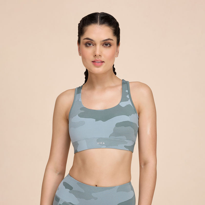 Kica Mid Impact Camo Printed Sports Bra With Sexy Back Detail (3XL)