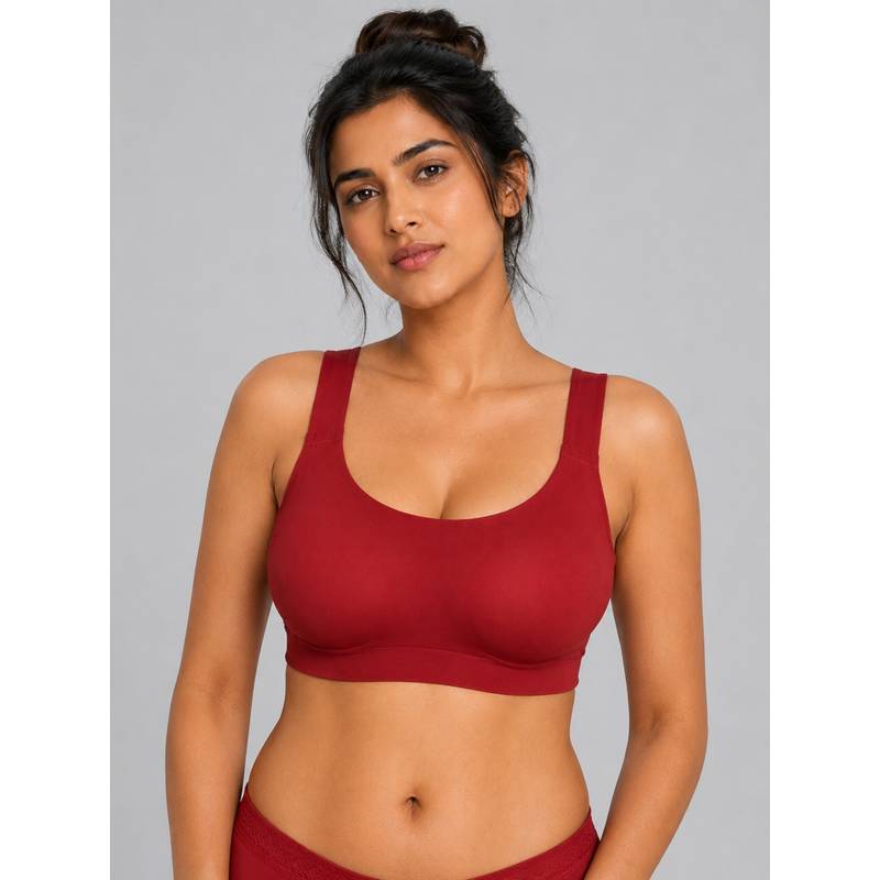 Shop The Edit Wireless Full Coverage Red Everyday Bra (M)