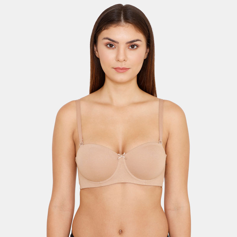 Zivame Padded Wired 3/4th Coverage Strapless Bra- Nude (34B)
