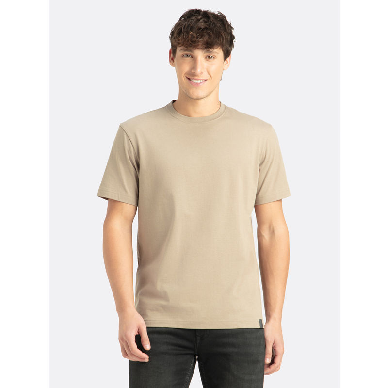 Jockey 2714 Men Super Combed Cotton Round Neck Half Sleeve T-Shirt - Desert Taupe (XL)