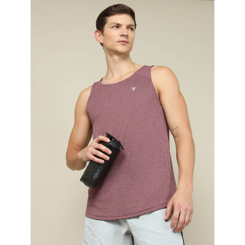 Technosport Men Melange Slim Fit Round Neck Sports Tank Top with Techno cool+ (2XL)