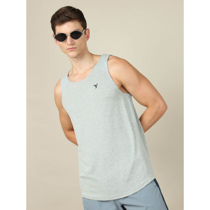 Technosport Men Melange Slim Fit Round Neck Sports Tank Top with Techno cool+ (2XL)