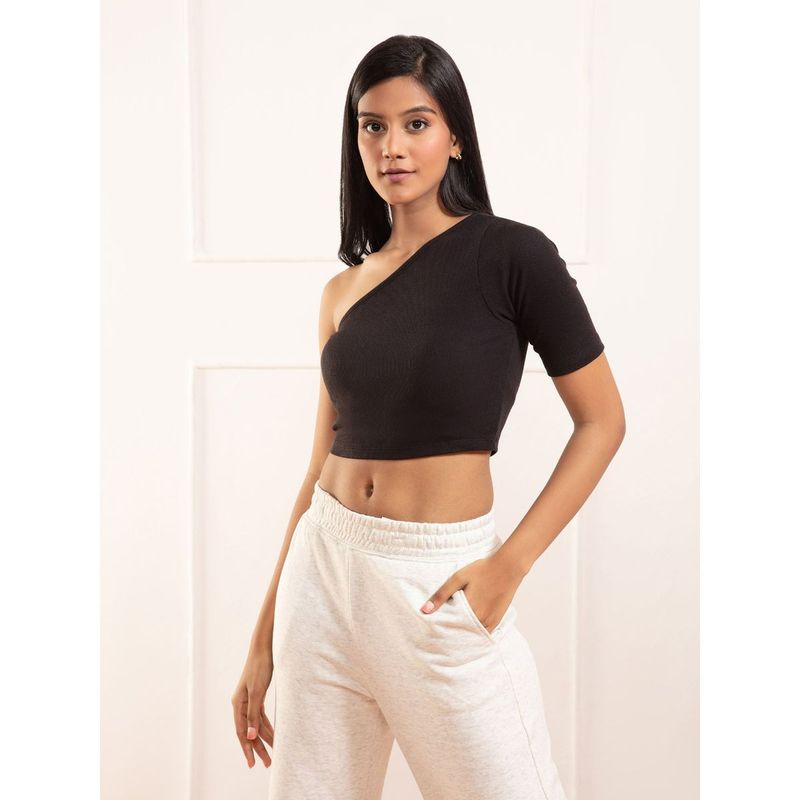 Nykd by Nykaa Off Shoulder Crop Top- NYOE09 Jet Black (L)