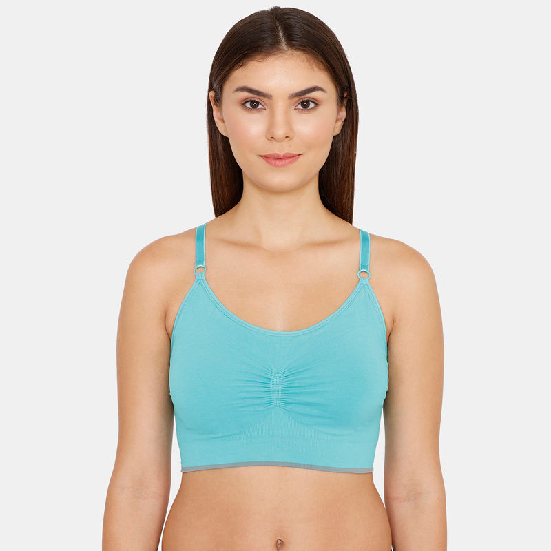 Zivame At Home Stretch-to-Fit Cotton Racerback Bra- Green (XS)