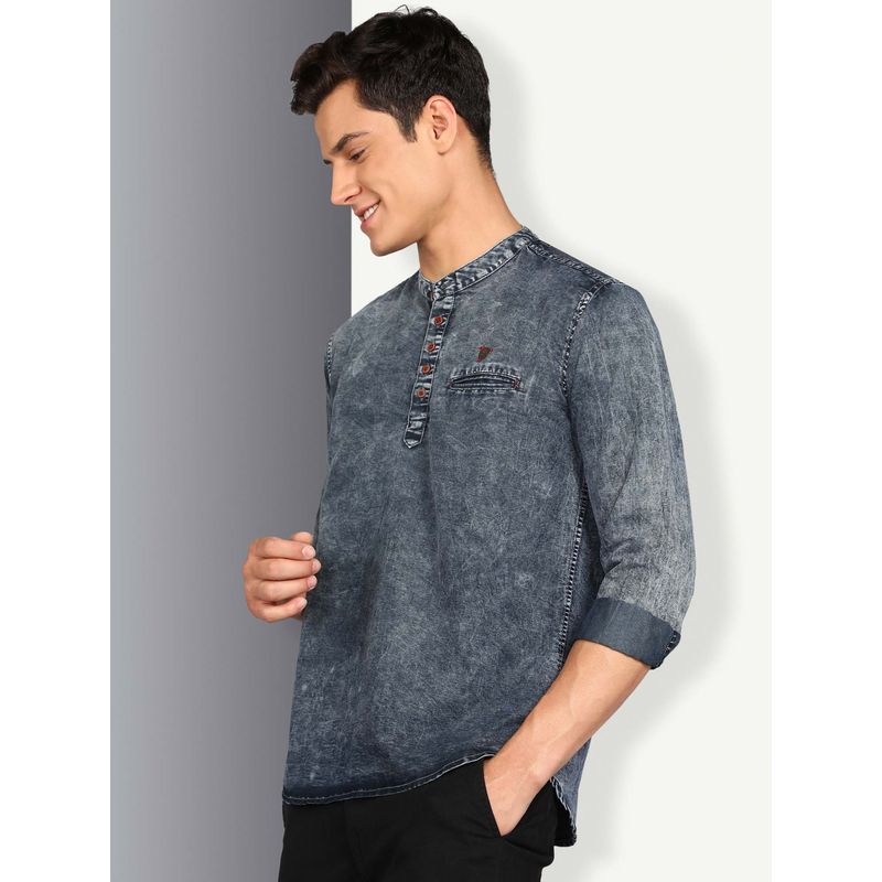 KUONS AVENUE Mens Grey Denim Casual Short Kurta (M)