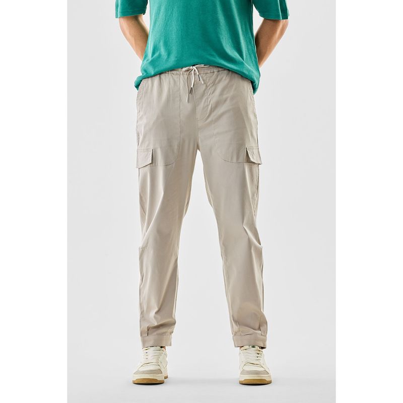 Snitch Beige Solid Regular Casual Cargo Joggers (30)
