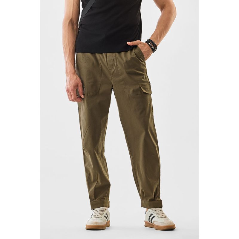 Snitch Olive Solid Regular Casual Cargo Joggers (28)