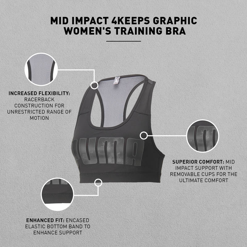 Puma Mid Impact 4Keeps Graphic Womens Training Bra (XL)