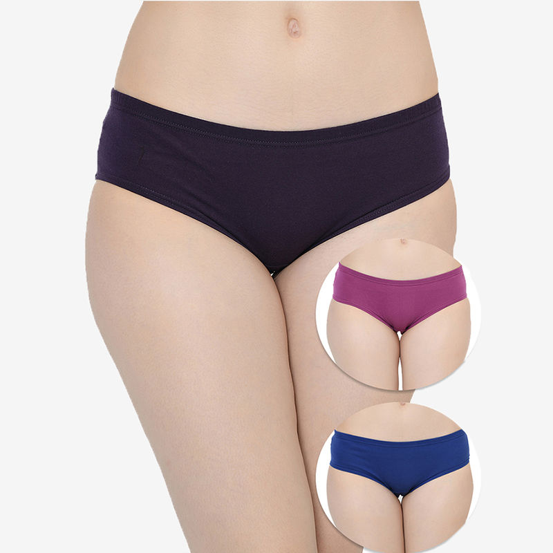 Groversons Paris Beauty Inner Elastic Panty- Pack Of 3 - Multi-Color (L)