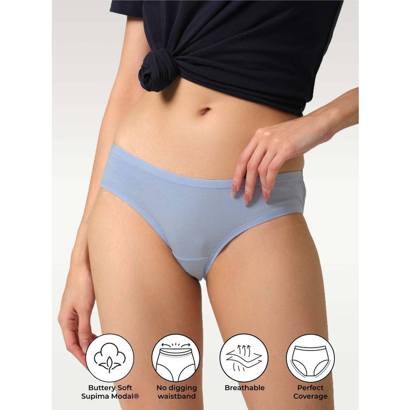 NeceSera Supima Modal Full Coverage Bikini Nessies Airy Blue (Pack of 3) (S)