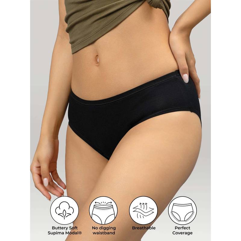 NeceSera Midnight Black Supima Modal Hipster Nessies (3XL)
