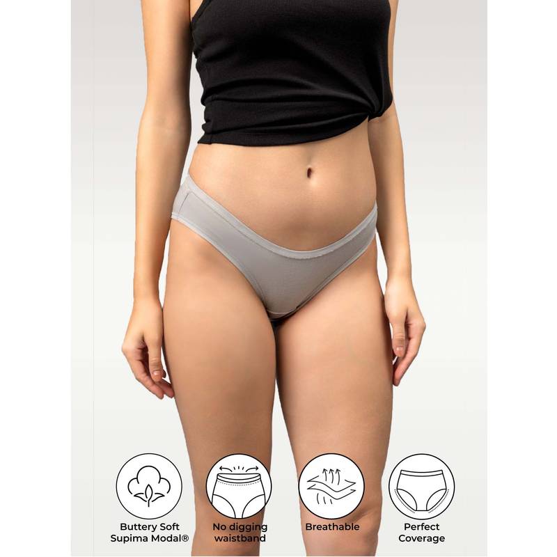 NeceSera Plush Grey Supima Full Coverage Bikini Nessies (S)