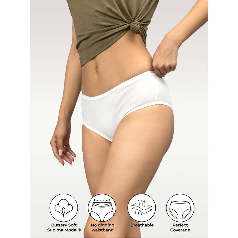 NeceSera Brief Cloudy White Supima Nessies (Pack of 5) (L)