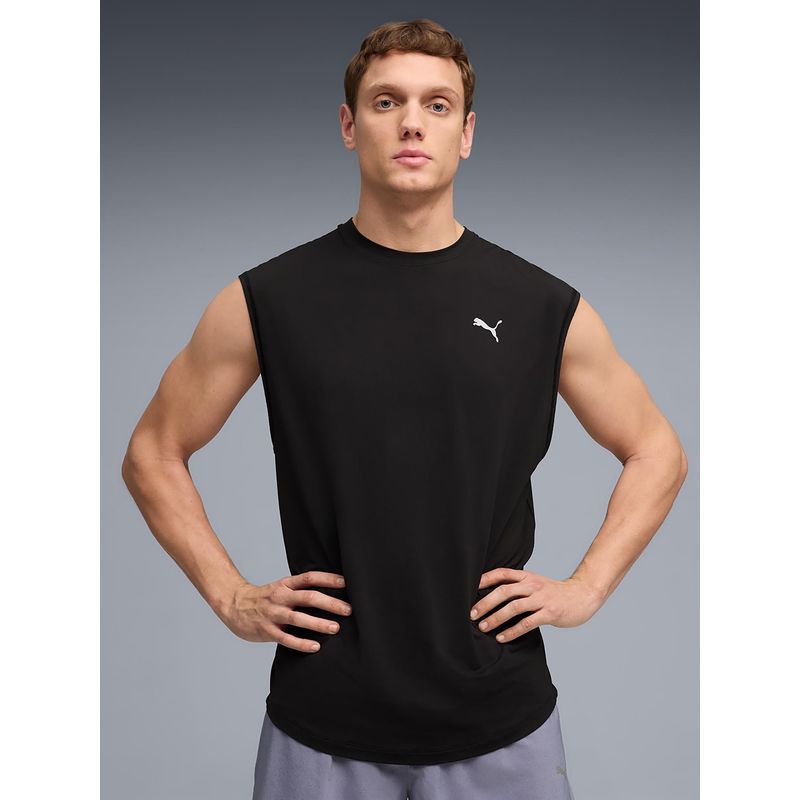 Puma Mens Sleeveless Cooling Running Black Singlet Black Tank (XS)