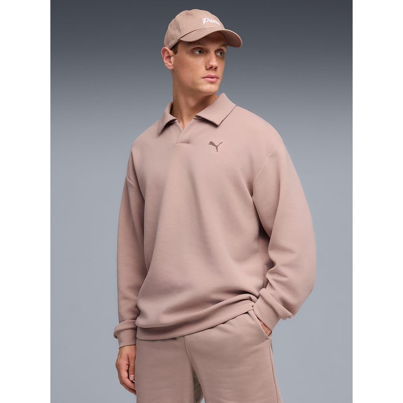 Puma Clouds pun Mens Relaxed Training Beige Polo T-shirt (S)