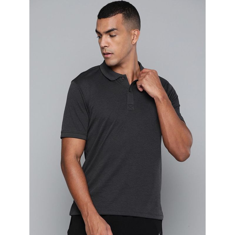 Alcis Men Charcoal Grey Solid Polo Collar T-Shirt (M)