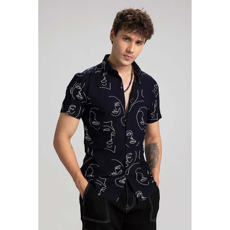 Snitch Doodle Face Navy Blue Shirt (XL)