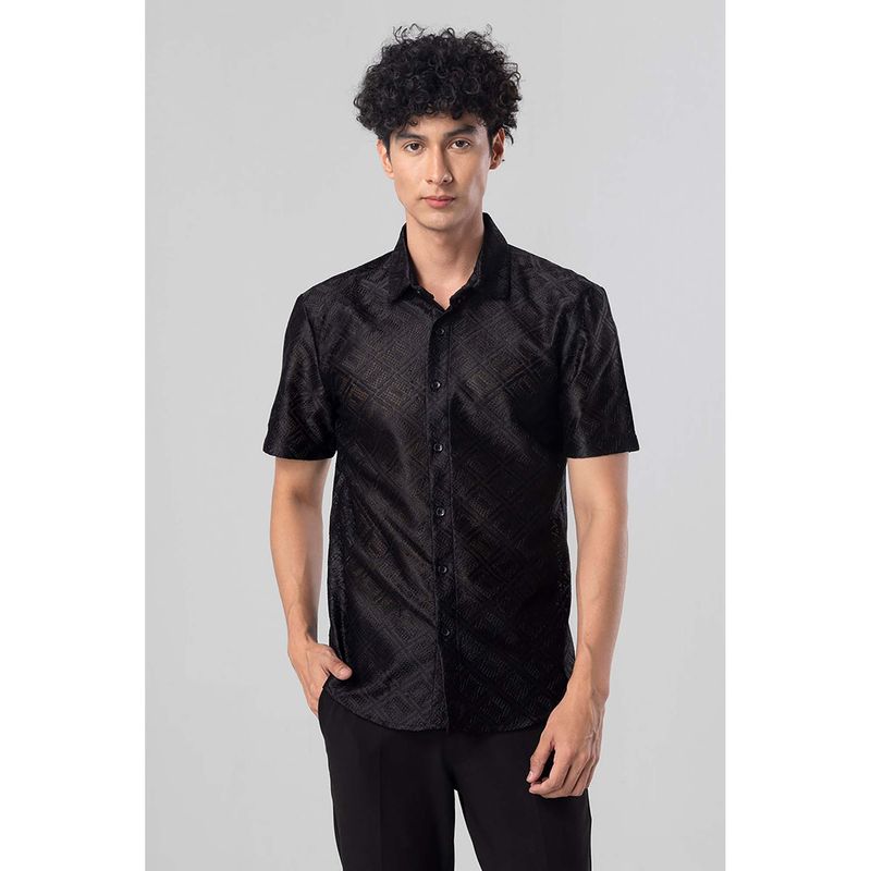Snitch Hawaiian Hakoba Square Black Shirt (L)