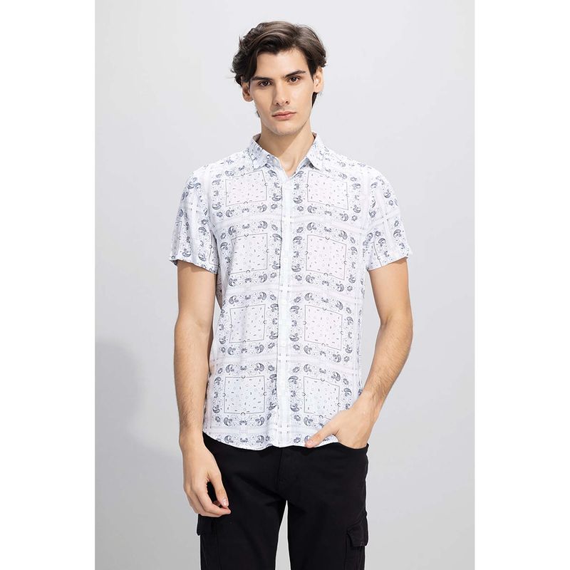 Snitch Square Printed White Shirt (S)