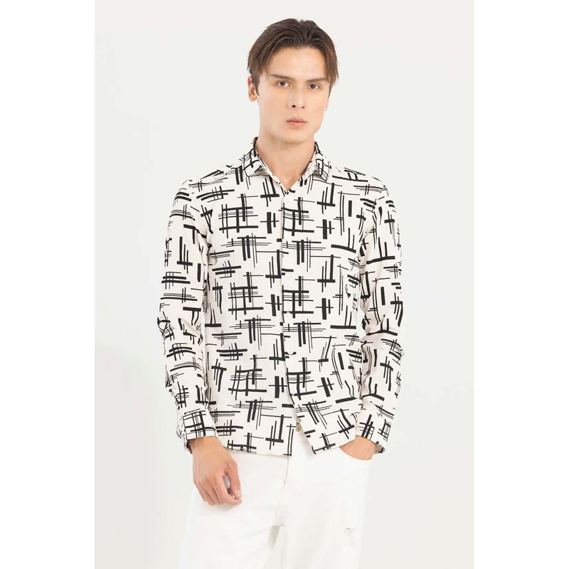 Snitch Graphic Lines Off-White Shirt (L)