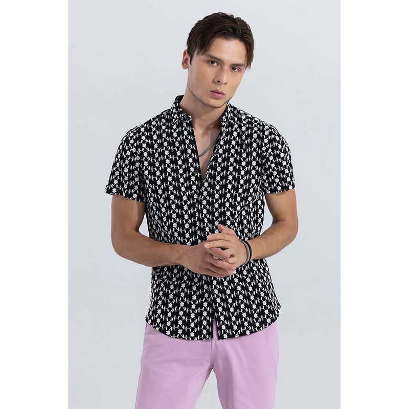 Snitch Kara Black Embroidered Shirt (S)