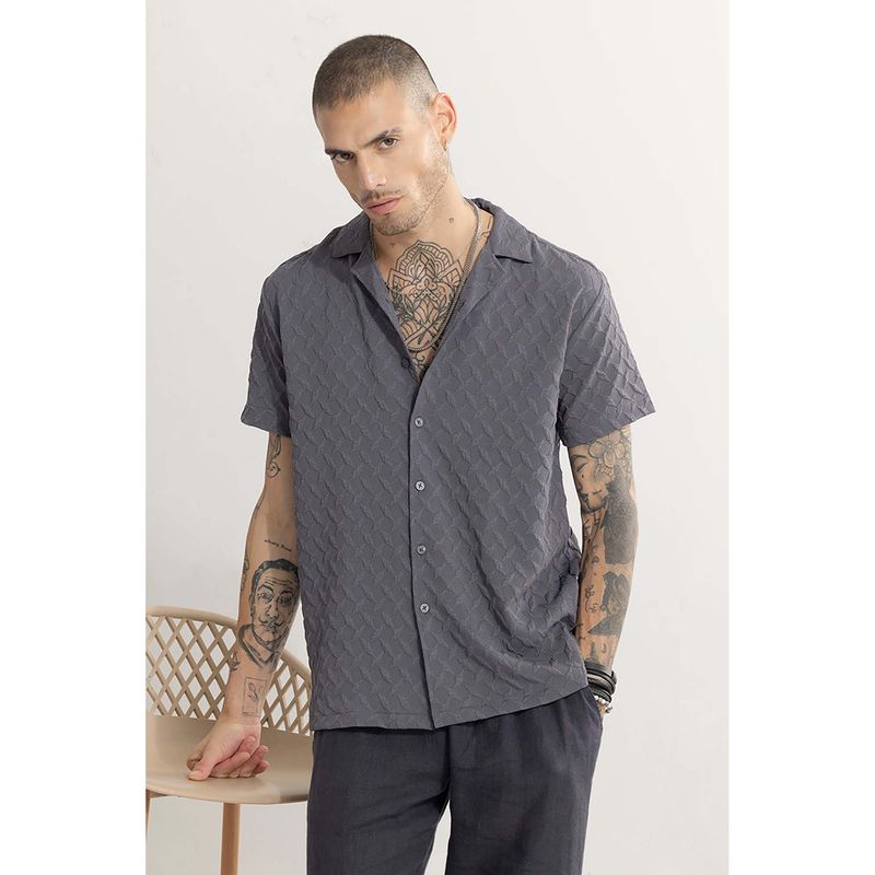 Snitch Cross Diamond Textured Ash Grey Shirt (S)