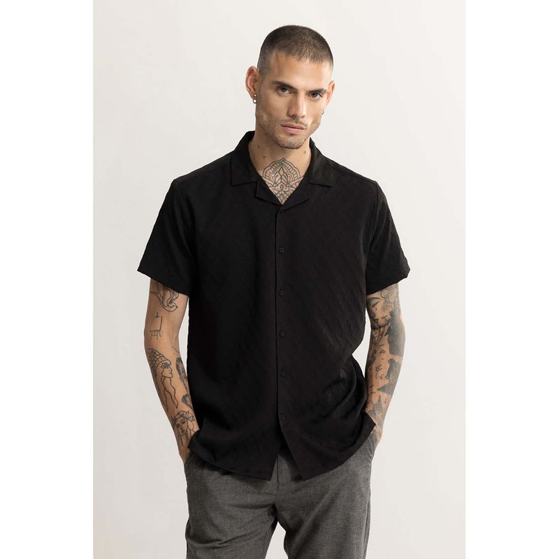 Snitch Cross Diamond Textured Black Shirt (L)
