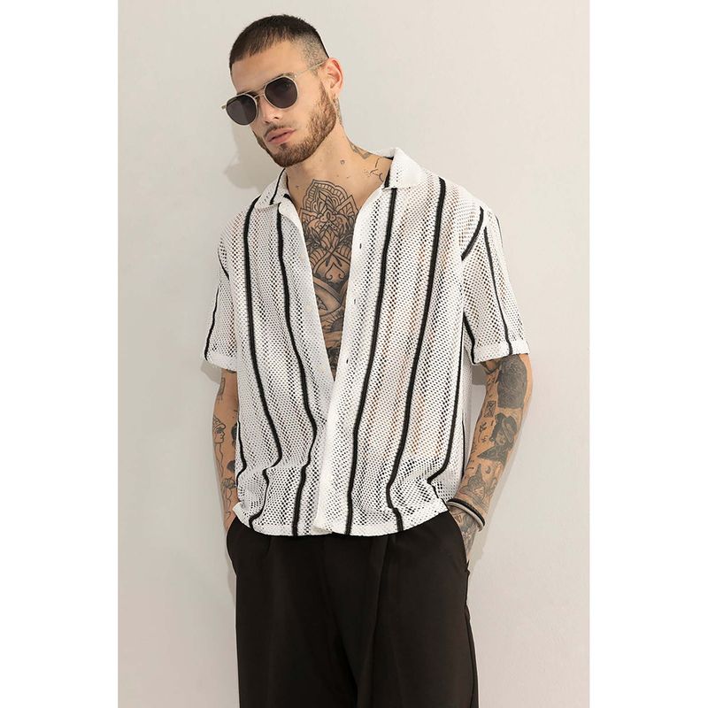 Snitch Cube Couture White Crochet Shirt (L)