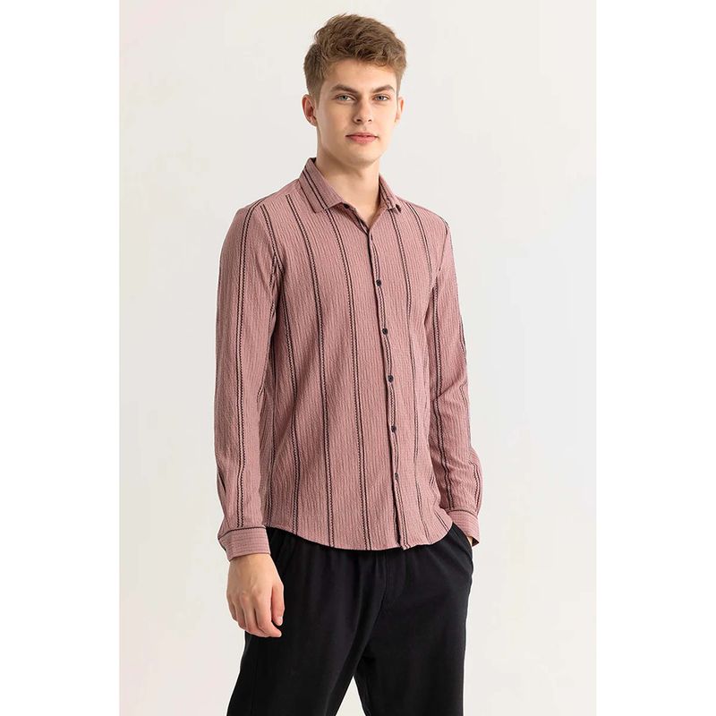 Snitch Sverre Textured Mauve Shirt (S)