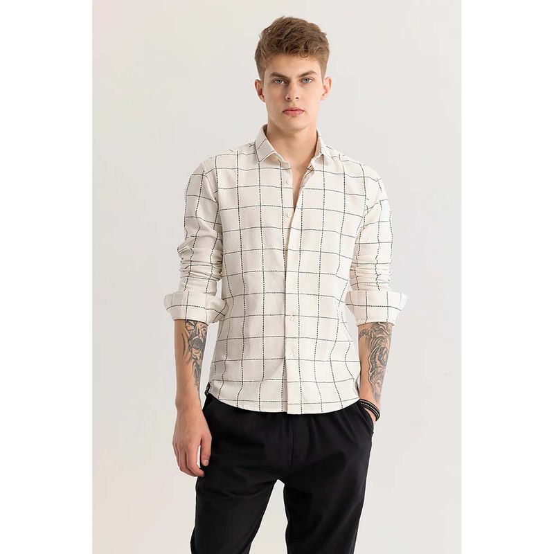 Snitch Trygve Checkered Cream Shirt (2XL)