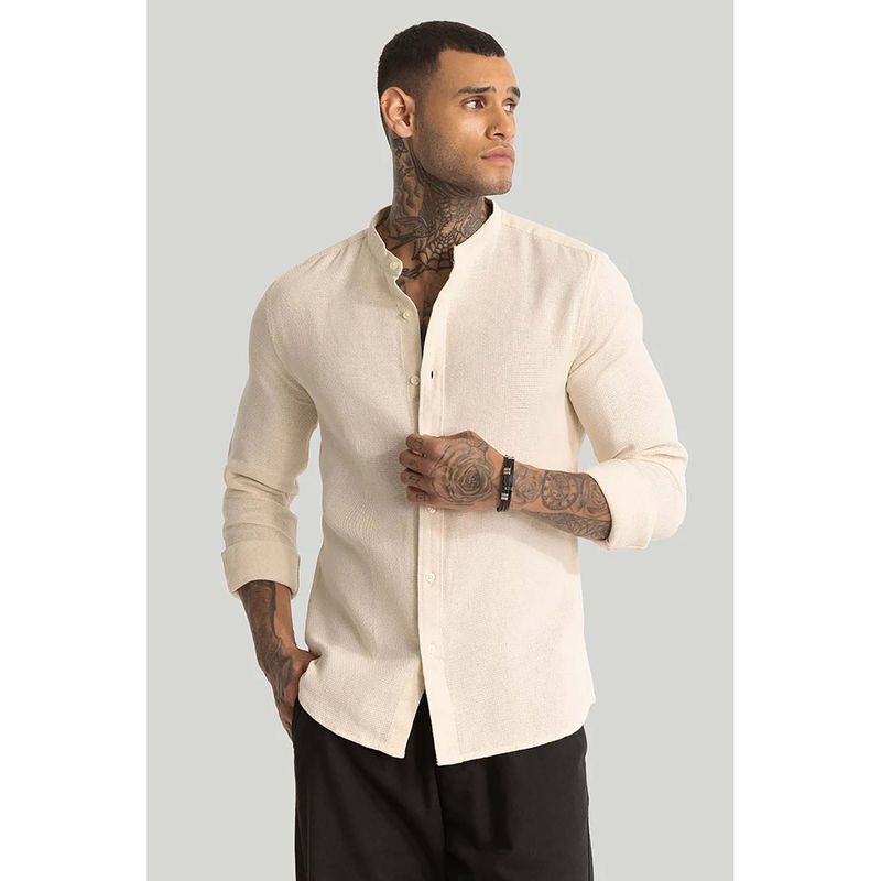 Snitch Cream Woven Mandarin Shirt (M)