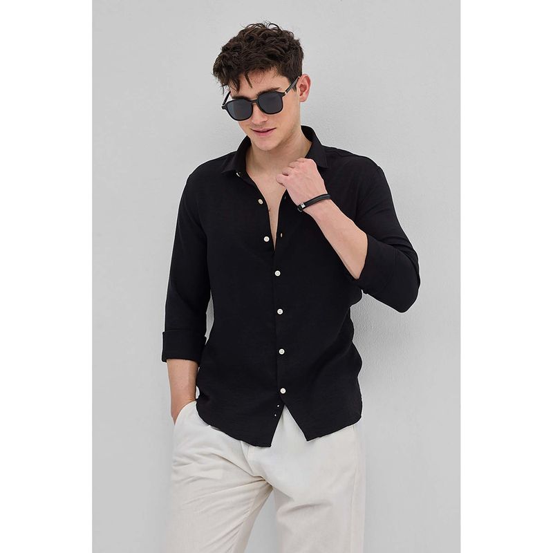 Snitch Black Textured Shirt (XL)