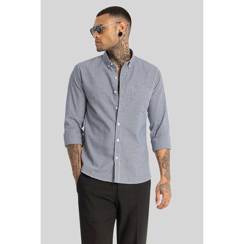 Snitch Dark Blue Oxford Checks shirt (2XL)