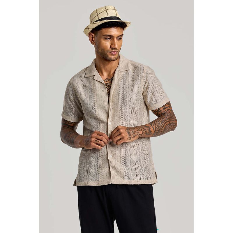 Snitch Beige Cuban Crochet Shirt (XL)