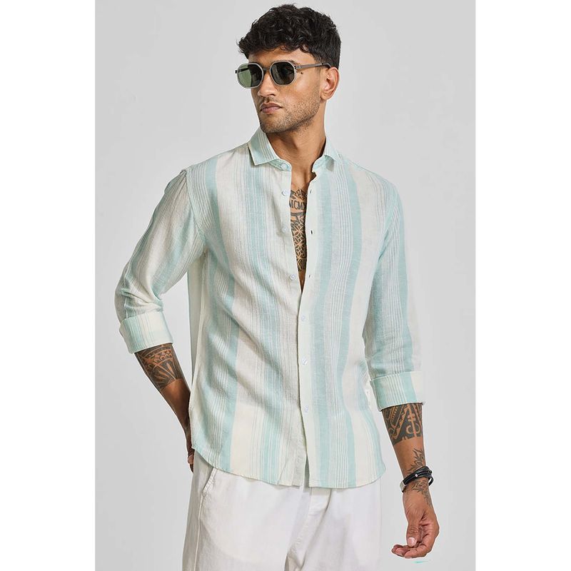 Snitch Blue Stripes Linen Shirt (L)