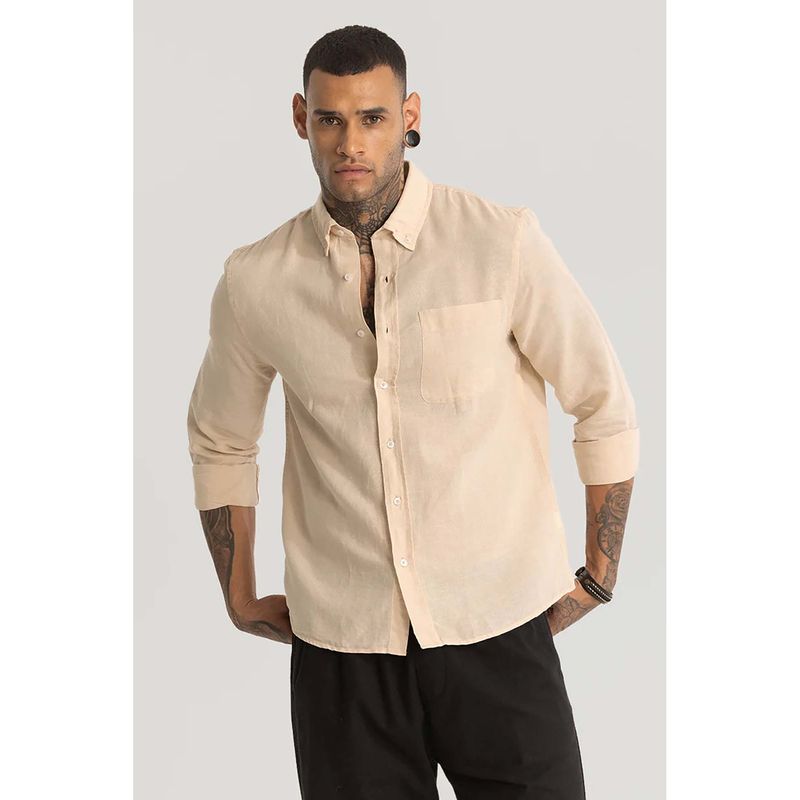 Snitch Beige Linen Blend Shirt (2XL)