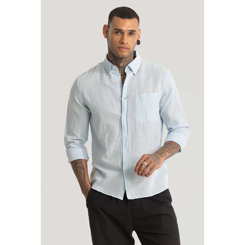 Snitch Light Blue Linen Blend Shirt (2XL)