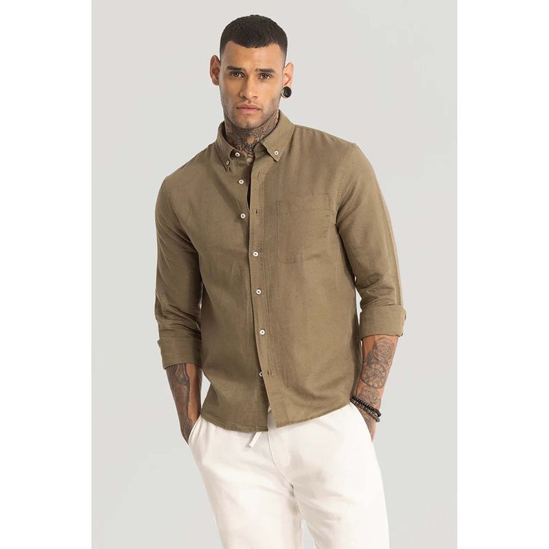 Snitch Khaki Linen Blend Shirt (L)