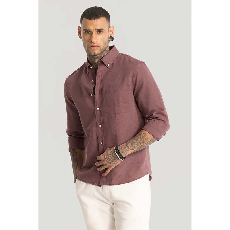 Snitch Mauve Linen Blend Shirt (M)